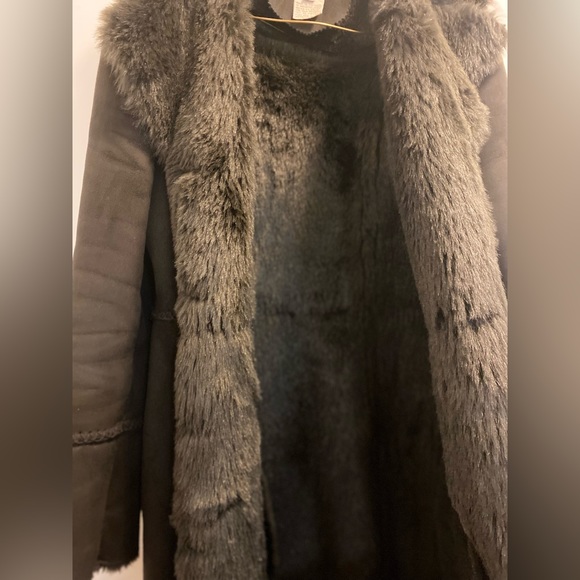 Brown Nine West suede faux fur lined long coat - Picture 2 of 6